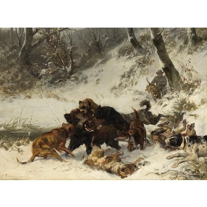 Gustav Klimt - Vânătoare de mistreți 1874 - 6